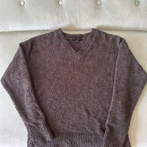 Sanctuary Textured V-Neck Sweater in Deep Green/Gret